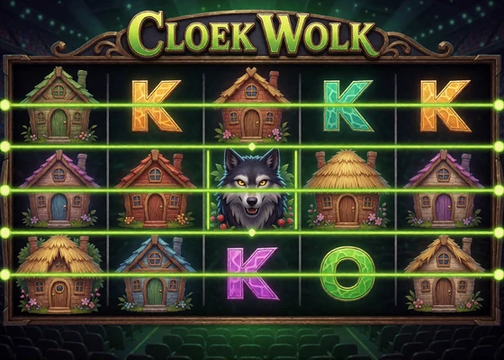 Spielansicht von Big Bad Wolf mit Wolf- und H&auml;usersymbolen im Zoccer Slot-Vergleich